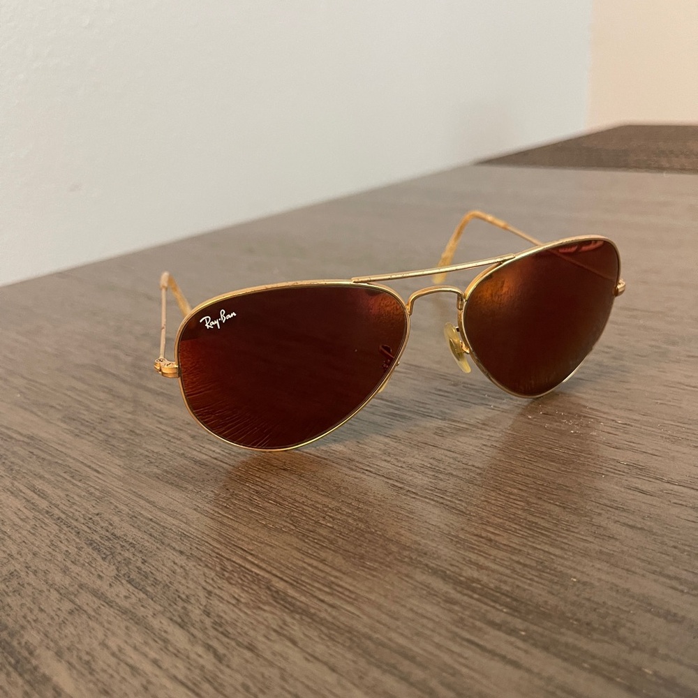 Ray-Ban Gold Frame Sunglasses with Brown Lenses